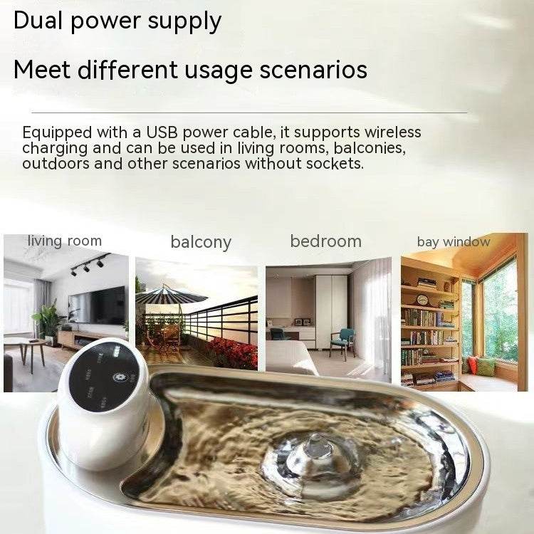 Smart Wireless Pet Water Fountain – Stainless Steel, Rechargeable, Ultra-Quiet for Cats & Dogs