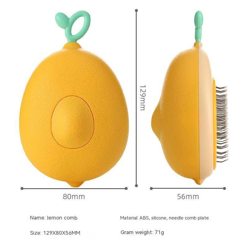 2-in-1 Cat and Dog Grooming Brush – Hair Remover & Massager 13X8X5cm Lemon Yellow