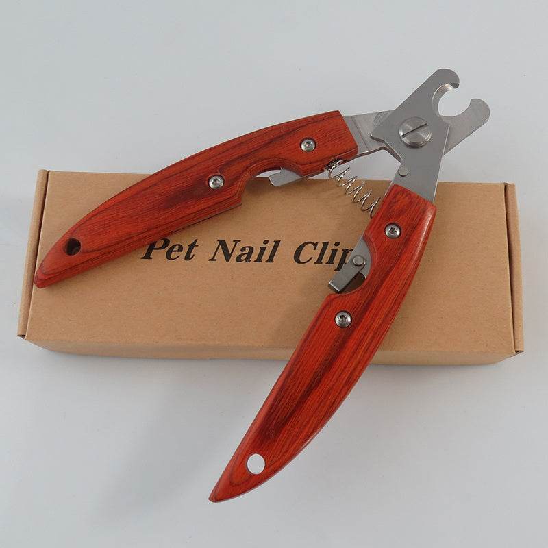 Wooden Handle Pet Nail Clipper Set – Durable Grooming Tool for Medium & Large Dogs