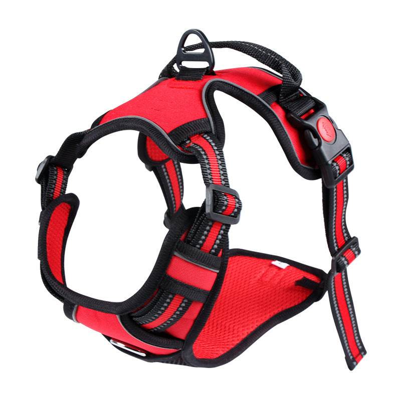 Adjustable Anti-Reflective Oxford Cloth Dog Harness Red