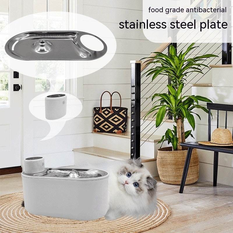 Smart Wireless Pet Water Fountain – Stainless Steel, Rechargeable, Ultra-Quiet for Cats & Dogs