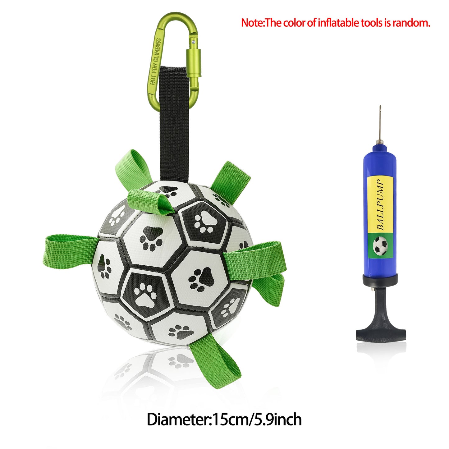 Interactive Dog Soccer Ball – Durable Football Toy with Nylon Tabs & Pump for Small and Medium Dogs (Outdoor & Indoor Training Play) B1