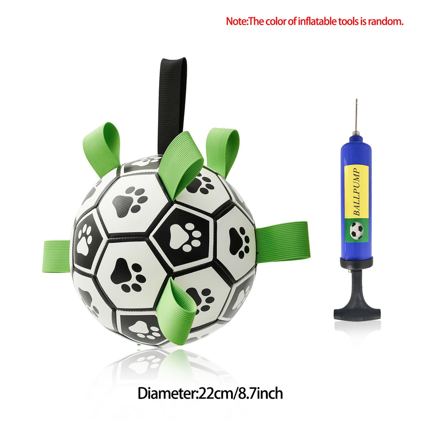 Interactive Dog Soccer Ball – Durable Football Toy with Nylon Tabs & Pump for Small and Medium Dogs (Outdoor & Indoor Training Play) D