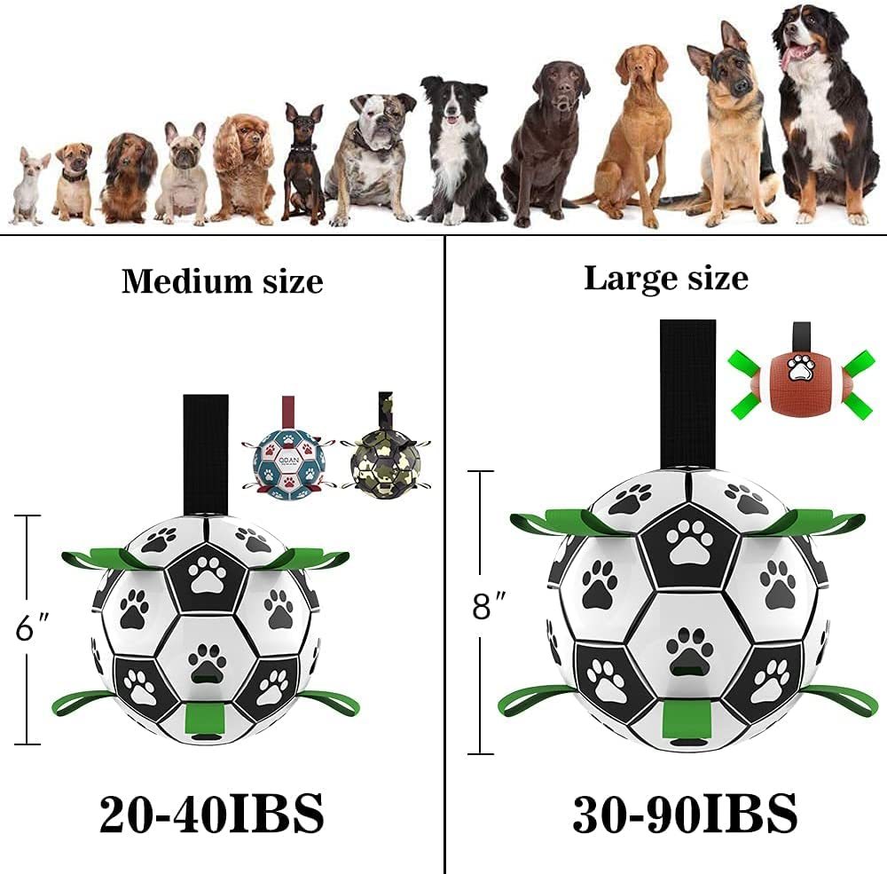 Interactive Dog Soccer Ball – Durable Football Toy with Nylon Tabs & Pump for Small and Medium Dogs (Outdoor & Indoor Training Play)