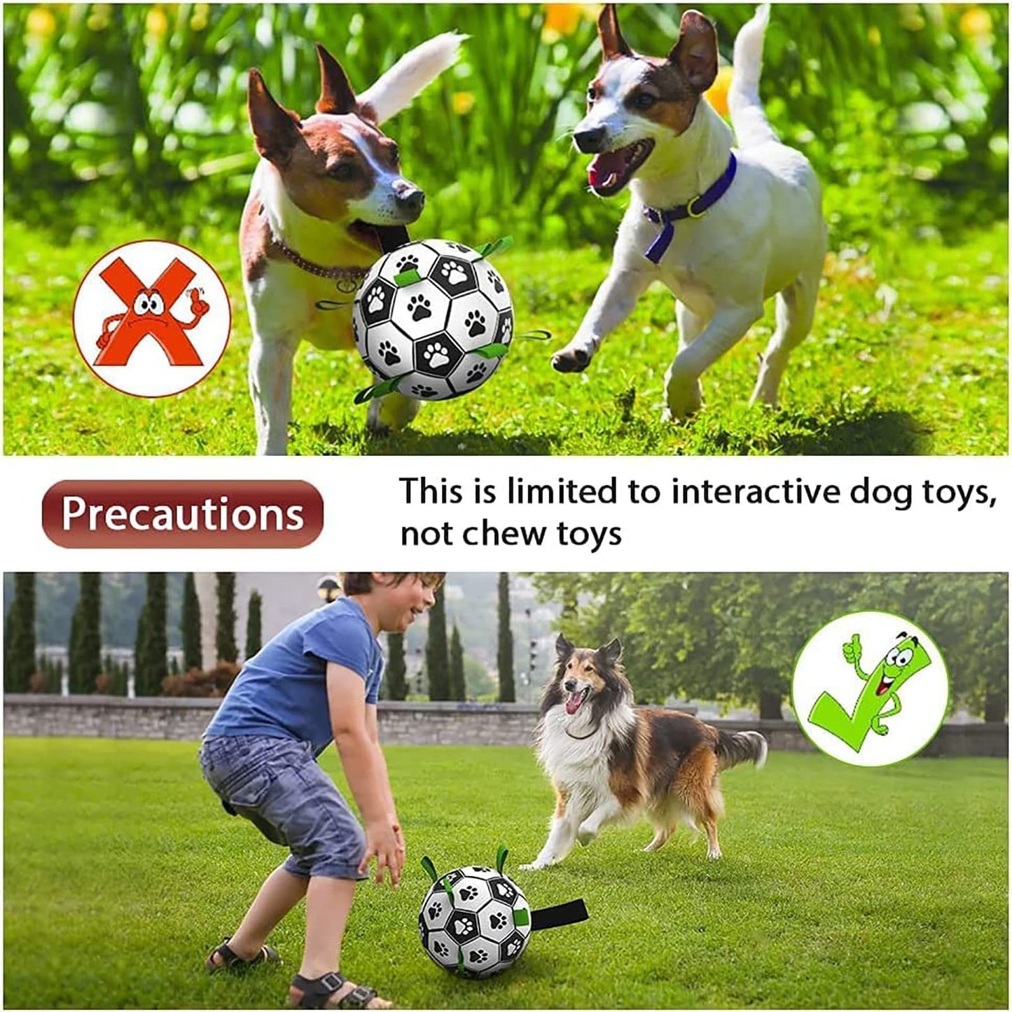 Interactive Dog Soccer Ball – Durable Football Toy with Nylon Tabs & Pump for Small and Medium Dogs (Outdoor & Indoor Training Play)
