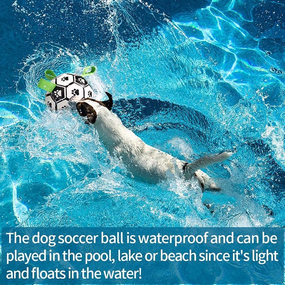 Interactive Dog Soccer Ball – Durable Football Toy with Nylon Tabs & Pump for Small and Medium Dogs (Outdoor & Indoor Training Play)