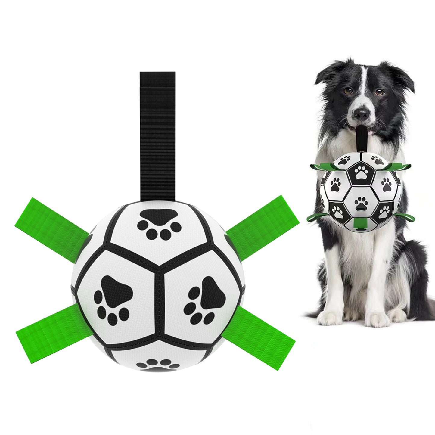 Interactive Dog Soccer Ball – Durable Football Toy with Nylon Tabs & Pump for Small and Medium Dogs (Outdoor & Indoor Training Play)