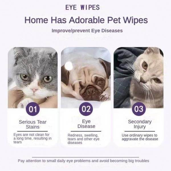 Pet Eye Wipes for Dogs & Cats – 200 Hypoallergenic Tear Stain Remover Pads with Vitamin C, B5 & HA
