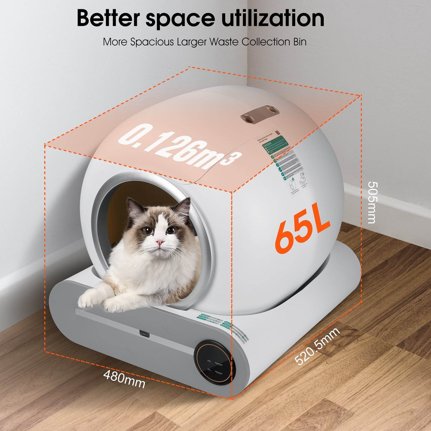 Smart Self-Cleaning Cat Litter Box – App-Controlled, Auto Scooping & Odor Removal (2.4GHz Wi-Fi)
