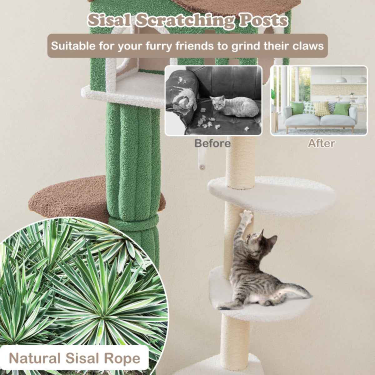 61" - 5 level Cat tree, climbing frame, Apartment with cushions, anti-tipping Settings