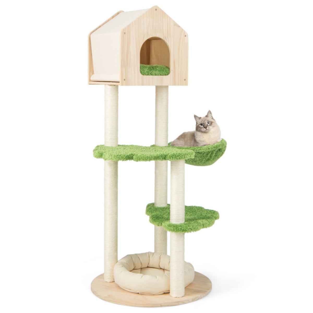 55" - 5-Story Cat Tree with Condo, Hammock, and Scratching Posts