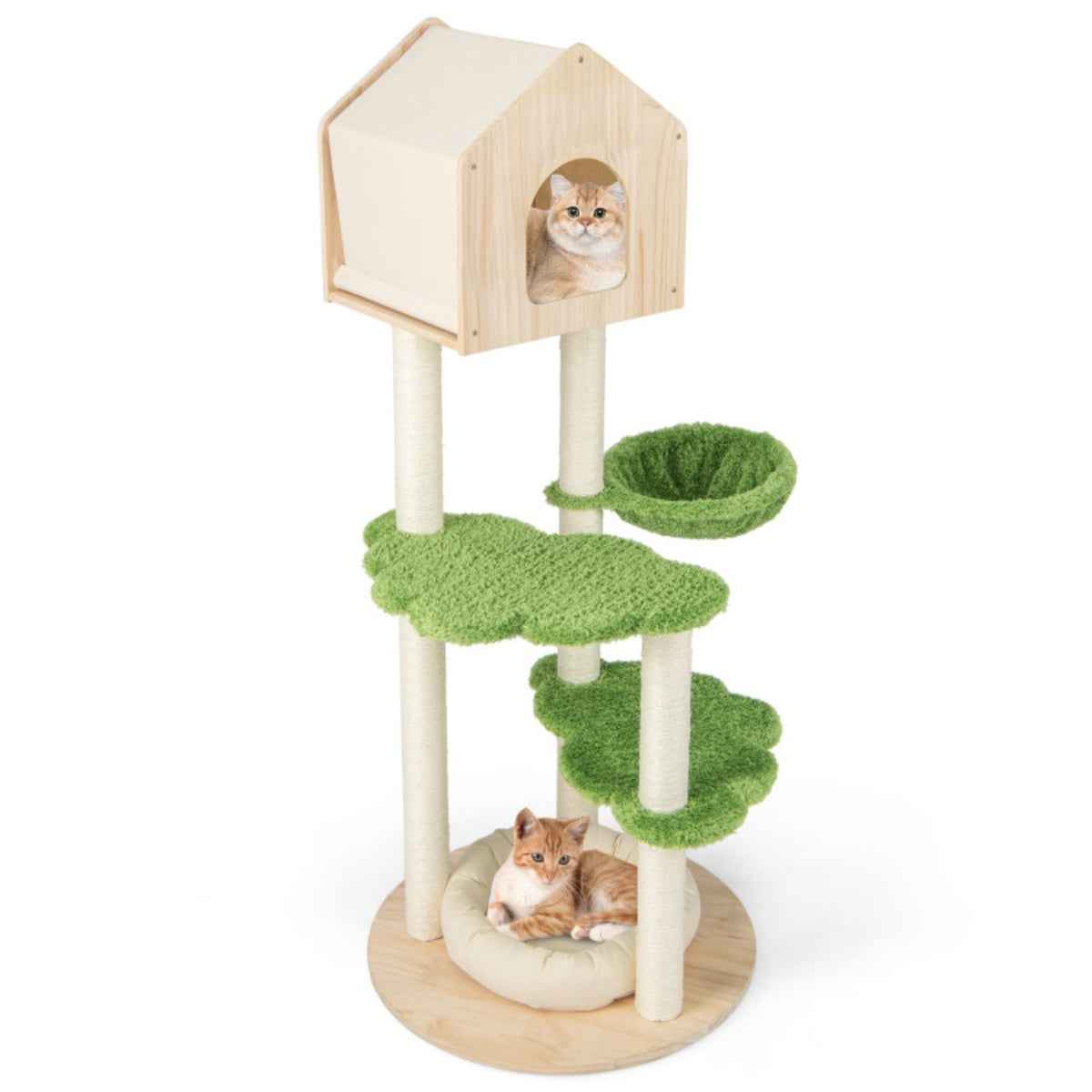 55" - 5-Story Cat Tree with Condo, Hammock, and Scratching Posts