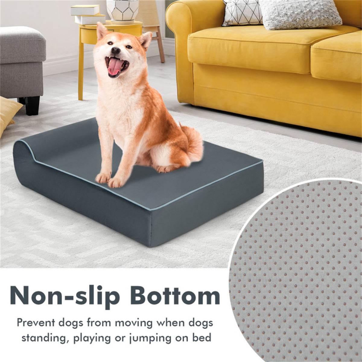 Orthopedic Memory Foam Dog Sofa Bed – Large Pet Bed with Headrest & Washable Cover for Joint Support