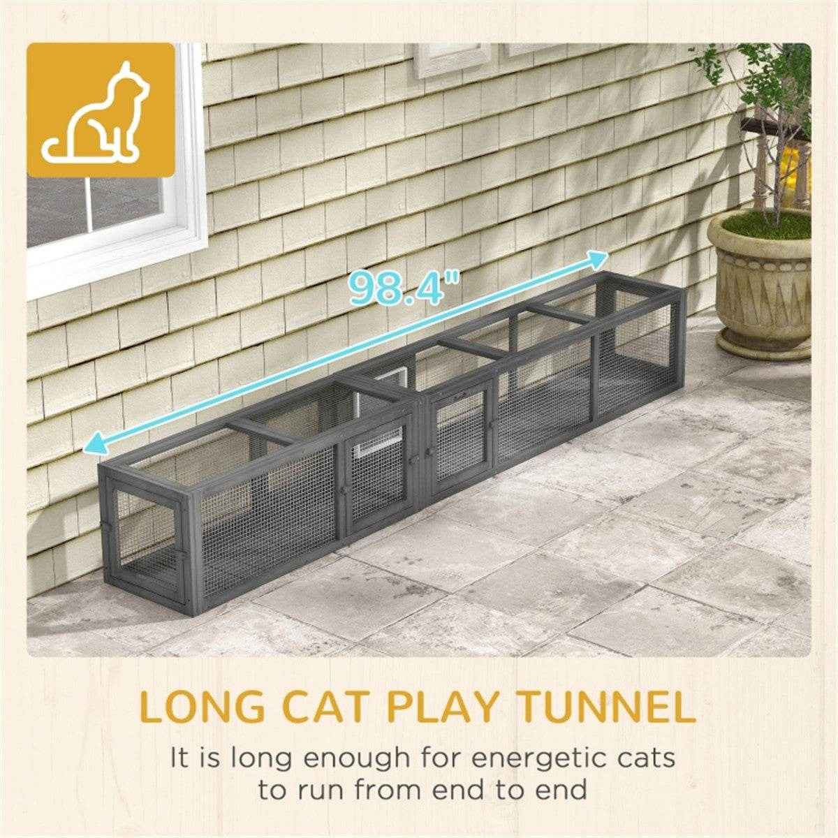 Modular Cat Play Tunnel with Pet Nest and Cage Features. Dark Grey