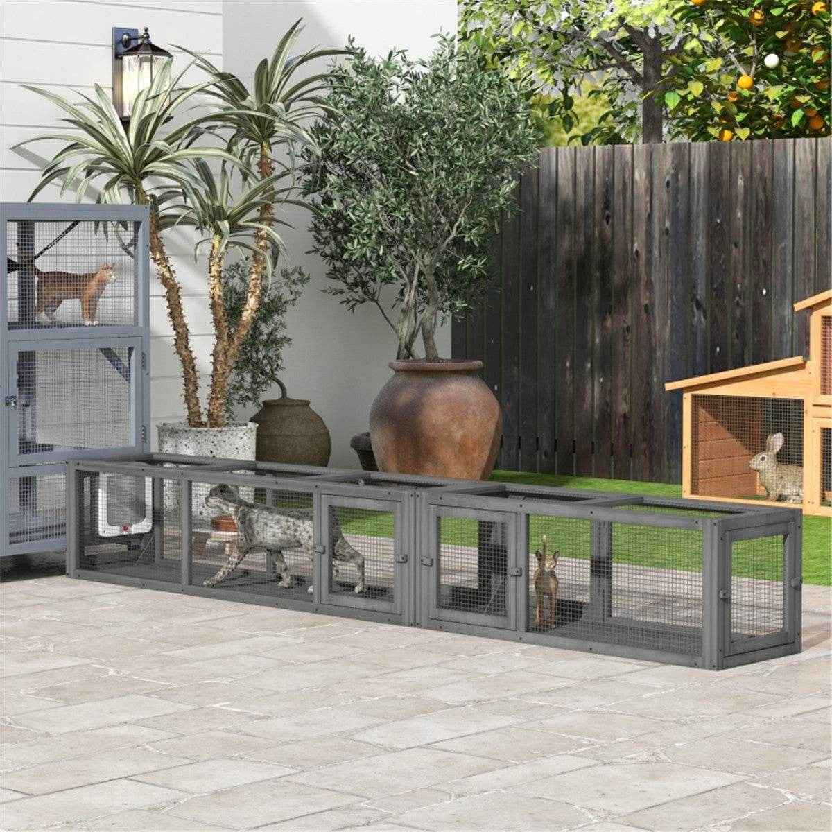 Modular Cat Play Tunnel with Pet Nest and Cage Features. Dark Grey
