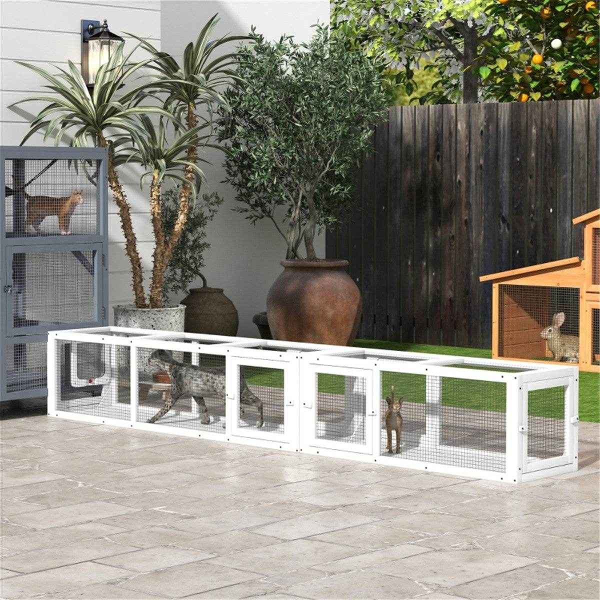 Modular Cat Play Tunnel with Pet Nest and Cage Features. White