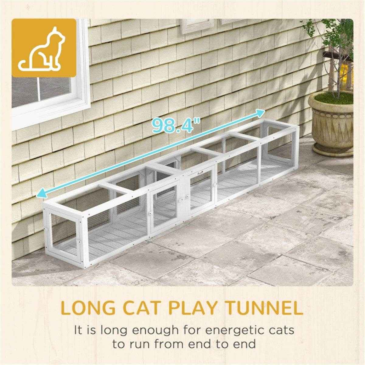 Modular Cat Play Tunnel with Pet Nest and Cage Features. White