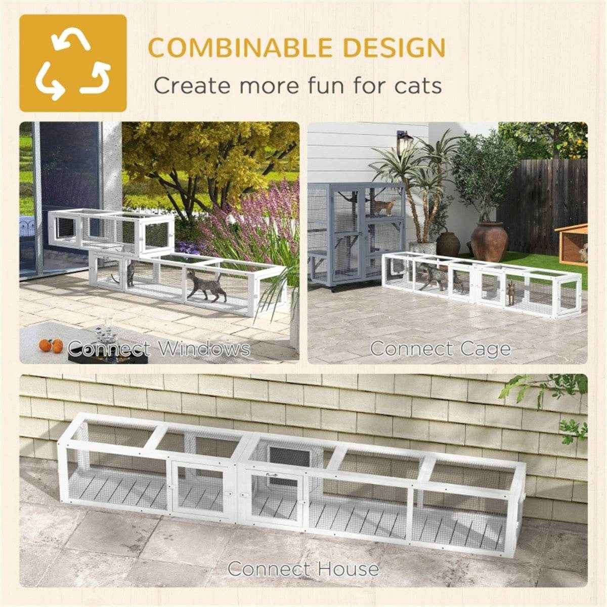 Modular Cat Play Tunnel with Pet Nest and Cage Features. White