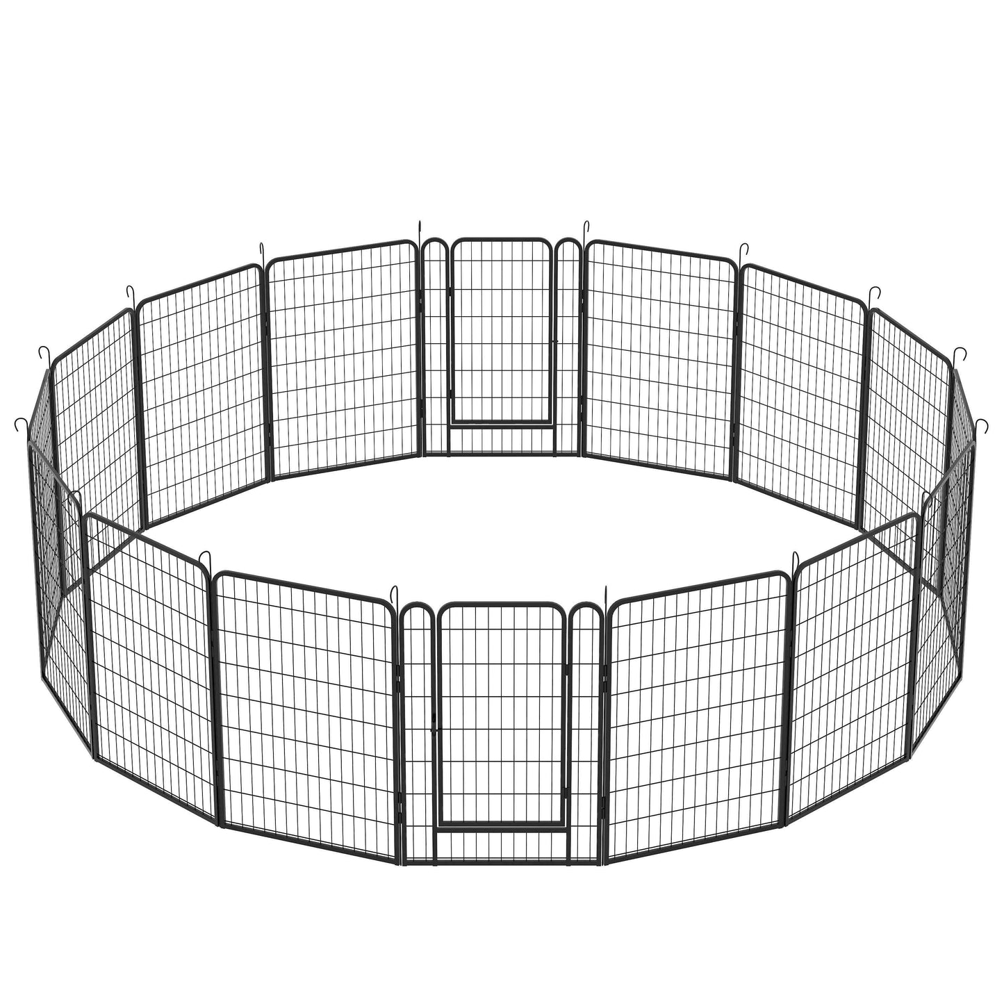16 Panels Heavy Duty Metal Playpen with 2 doors, 39.37"H Dog Fence Pet Exercise Pen for Outdoor