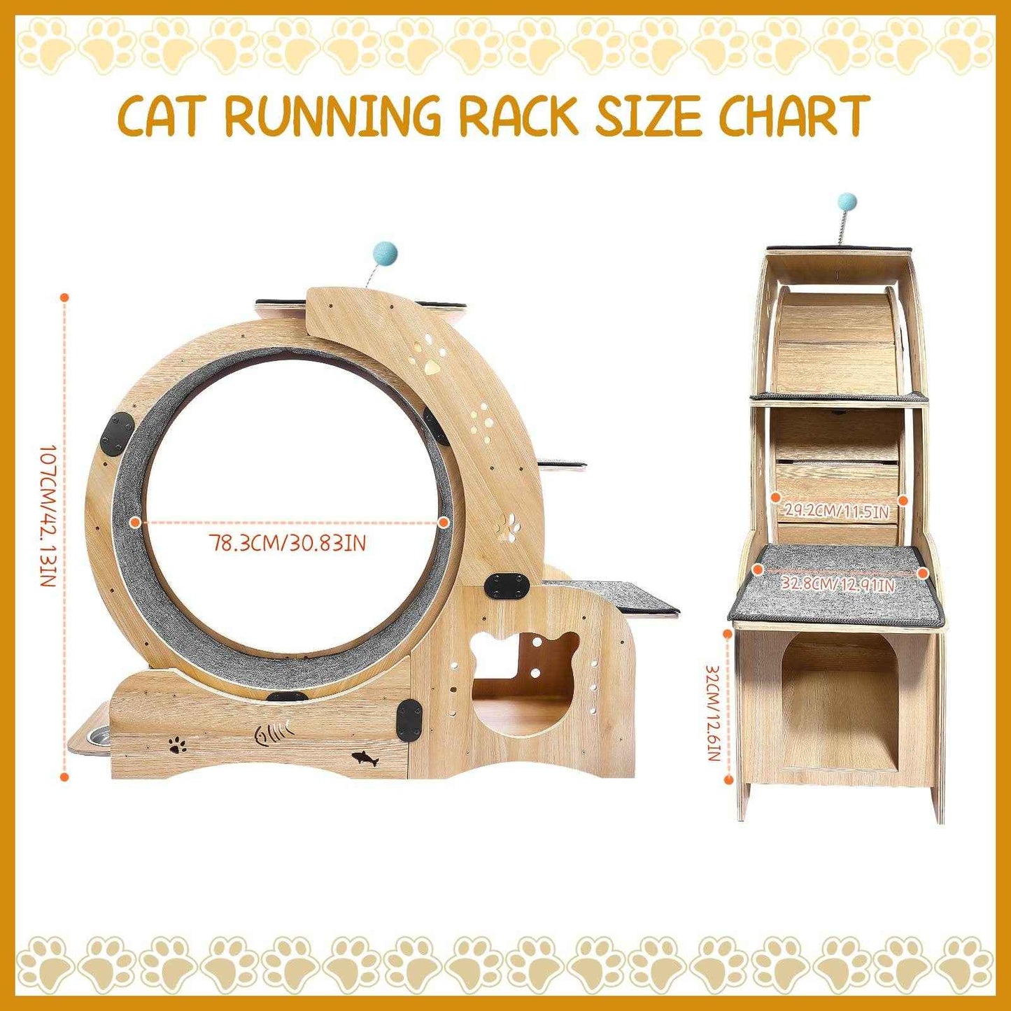 6-in-1 Cat Exercise Wheel – Upgraded Silent Cat Running Wheel for Indoor Cats, Large Cat Treadmill and Walking Wheel, Multi-Functional Cat Furniture & Toy