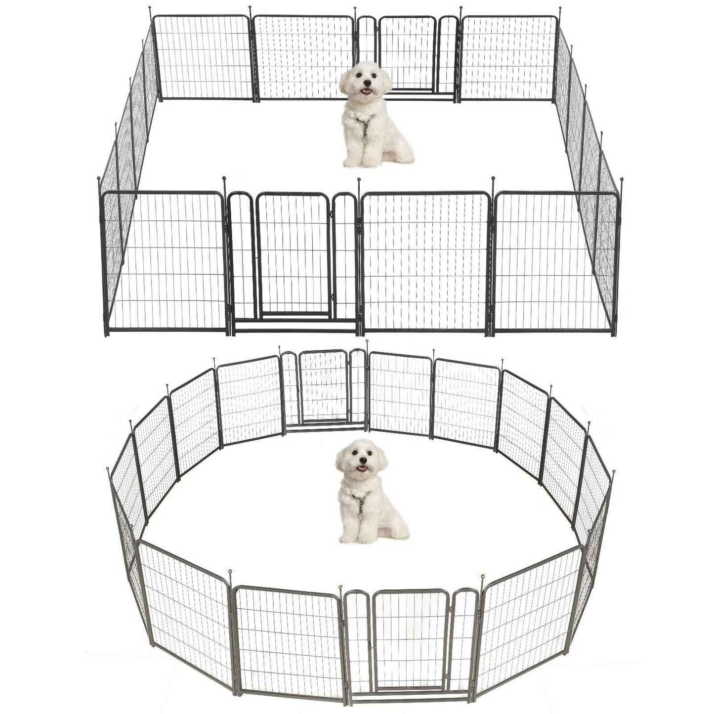 Dog Playpen, 16 Panels with 2 doors, 31.6" Height Dog Fence Pet Exercise Pen for Outdoor,.