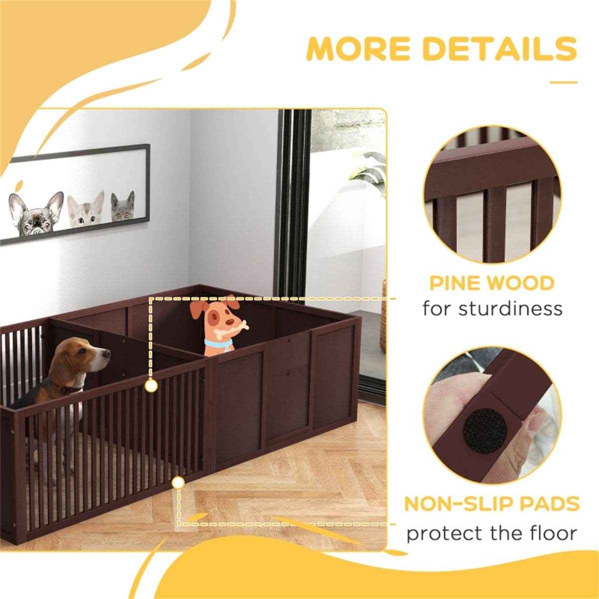 Dog Whelping Box, Dog House & Pet Playpen – Spacious and Versatile Habitat for All Breeds. Coffee Brown
