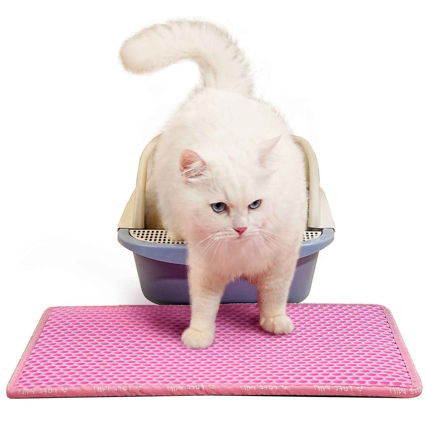 Cat Litter Mat, Kitty Litter Trapping Mat, Double Layer Mats with MiLi Shape Scratching design, Urine Waterproof, Easy Clean, Scatter Control 21" x 14" Blue