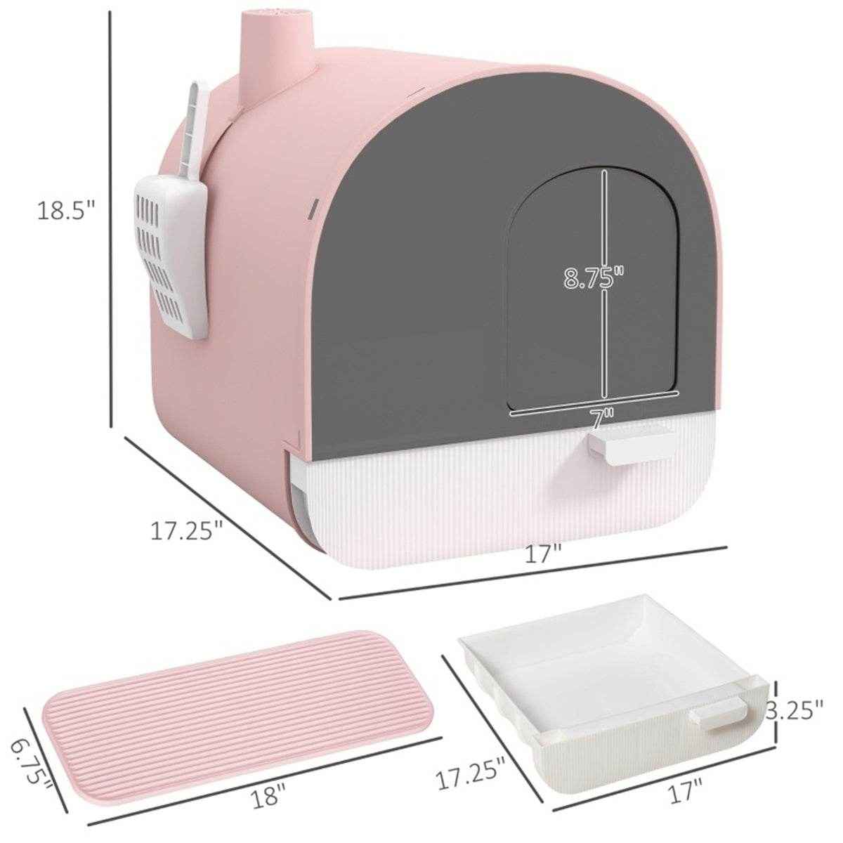 Fully Enclosed Pink Cat Litter Box – Private, Easy-to-Clean Litter Solution for Small Cats and Kittens
