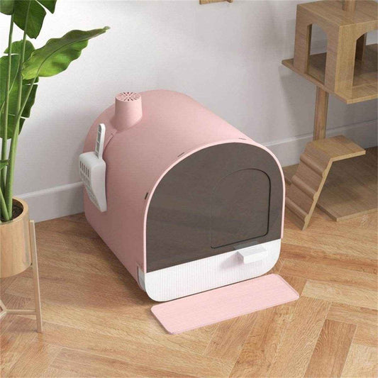 Fully Enclosed Pink Cat Litter Box – Private, Easy-to-Clean Litter Solution for Small Cats and Kittens