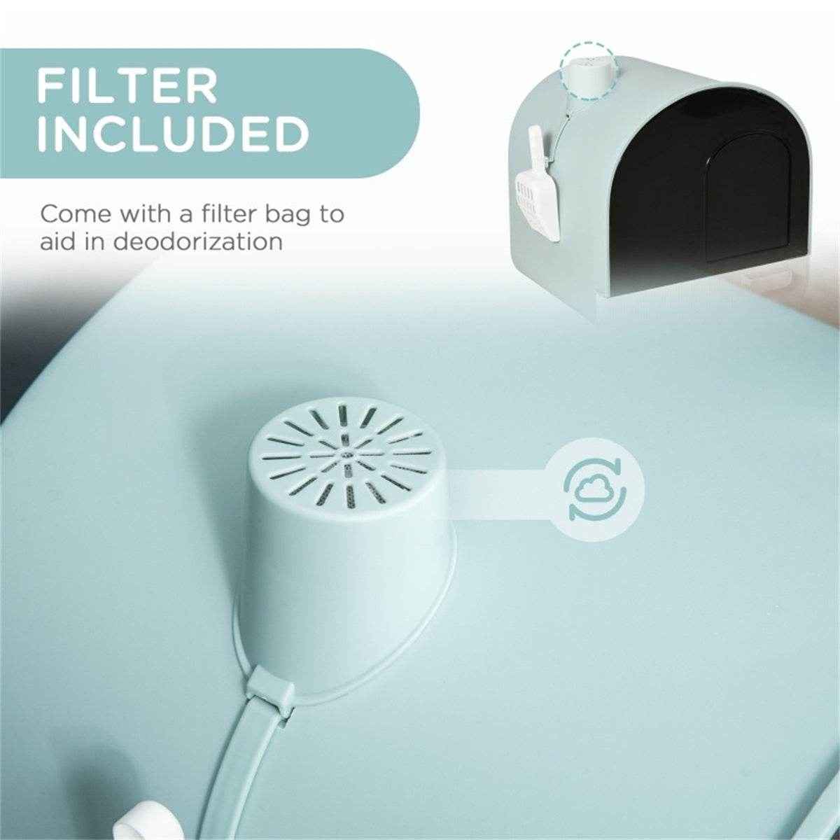 Fully Enclosed Green Cat Litter Box – Private, Easy-to-Clean Litter Solution for Small Cats and Kittens