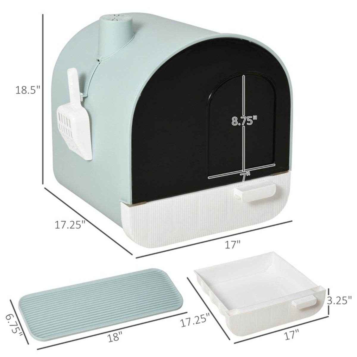 Fully Enclosed Green Cat Litter Box – Private, Easy-to-Clean Litter Solution for Small Cats and Kittens