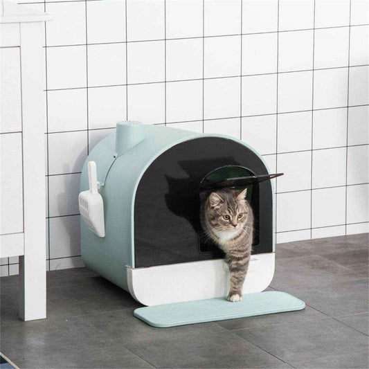 Fully Enclosed Green Cat Litter Box – Private, Easy-to-Clean Litter Solution for Small Cats and Kittens