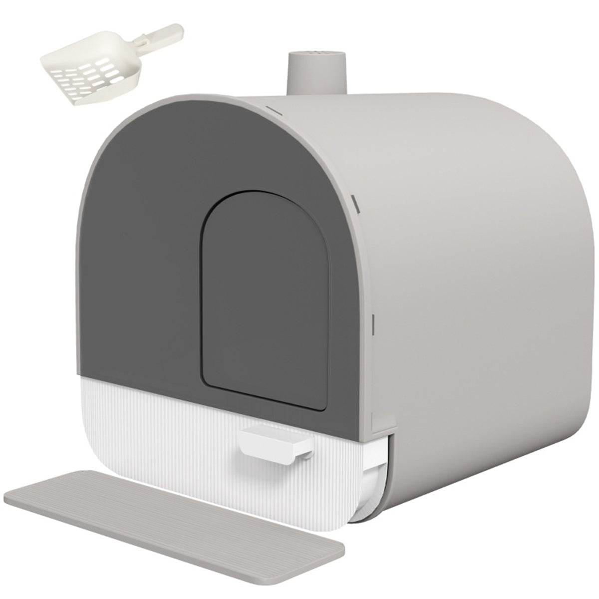 Fully Enclosed Light Gray Cat Litter Box – Private, Easy-to-Clean Litter Solution for Small Cats and Kittens