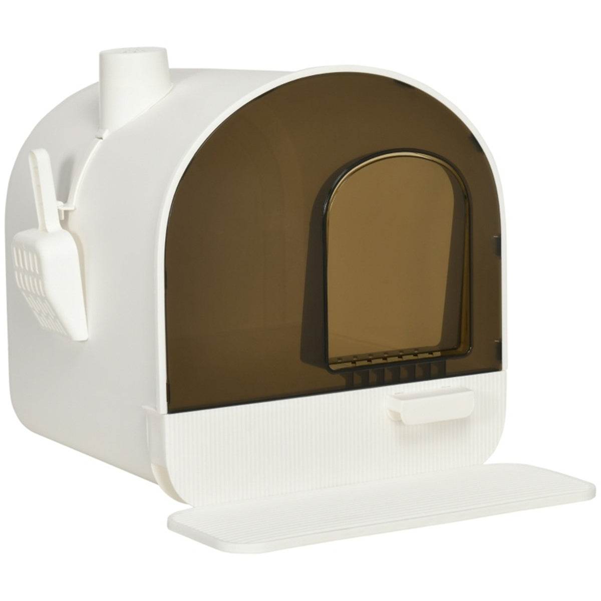 Fully Enclosed White Cat Litter Box – Private, Easy-to-Clean Litter Solution for Small Cats and Kittens