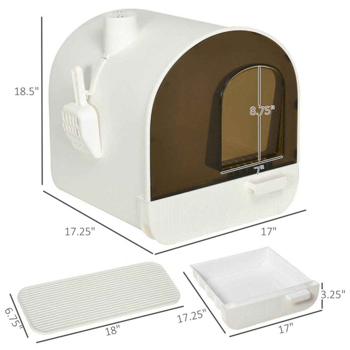 Fully Enclosed White Cat Litter Box – Private, Easy-to-Clean Litter Solution for Small Cats and Kittens