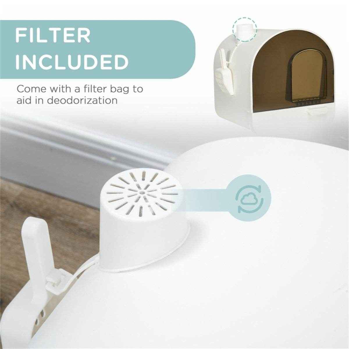 Fully Enclosed White Cat Litter Box – Private, Easy-to-Clean Litter Solution for Small Cats and Kittens