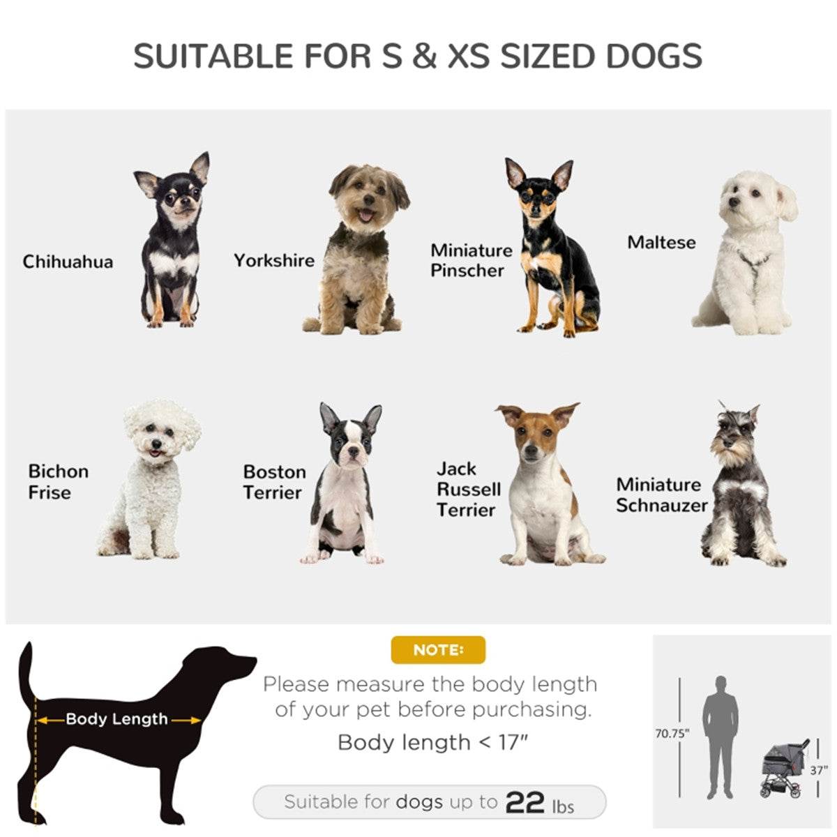 Foldable Dog Stroller – Lightweight, Comfortable & Secure for Small Pets