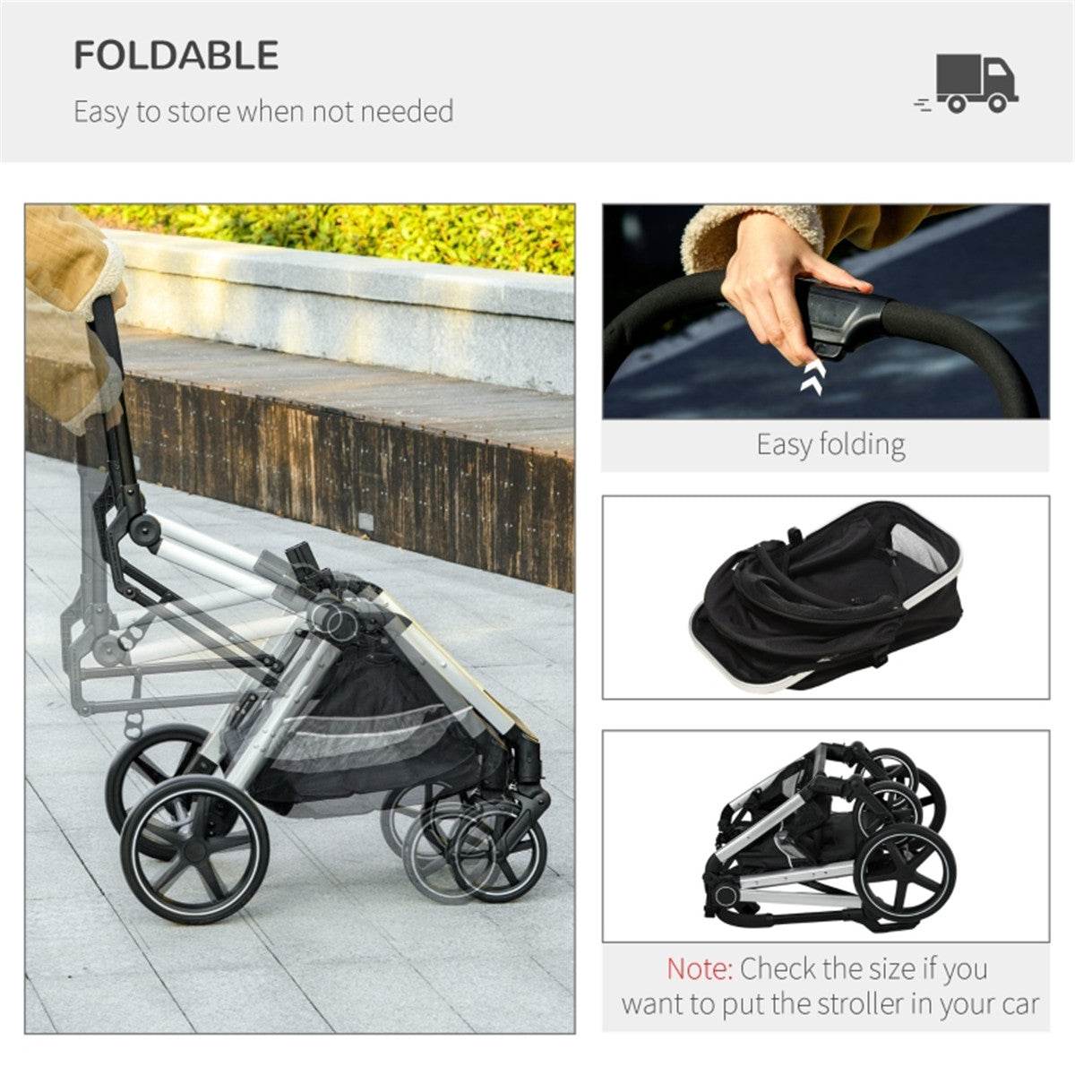 Lightweight Foldable Dog Stroller – Adjustable Canopy, Secure & Comfortable for Small Pets