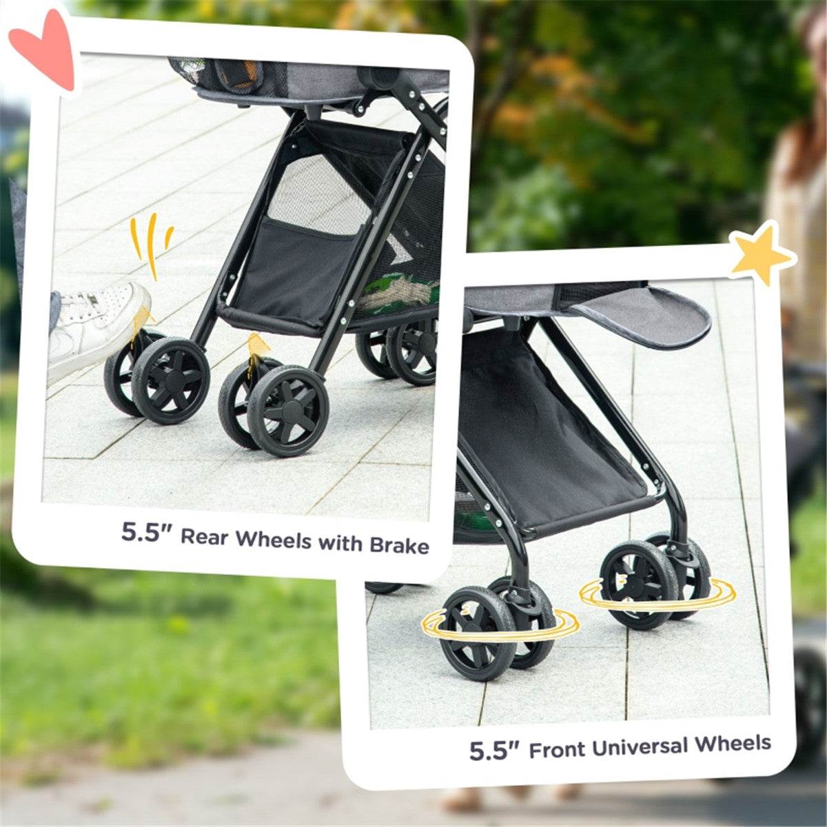 2-in-1 Foldable Dog Stroller & Pet Carrier – Adjustable Canopy, Secure & Lightweight