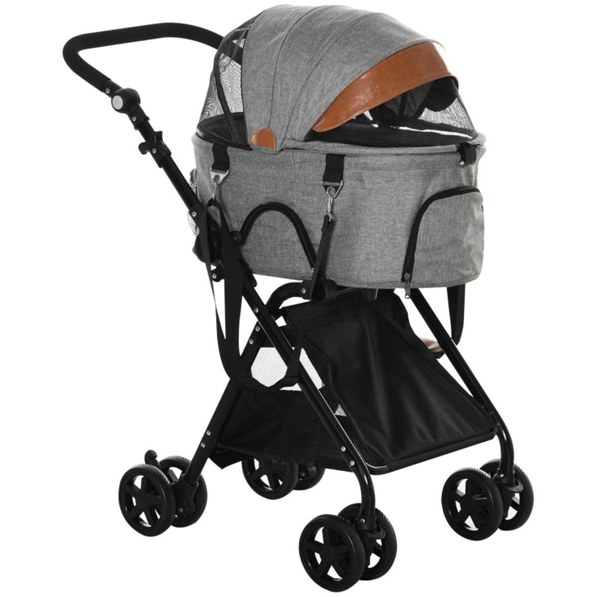 2-in-1 Foldable Dog Stroller & Pet Carrier – Adjustable Canopy, Secure & Lightweight Default Title
