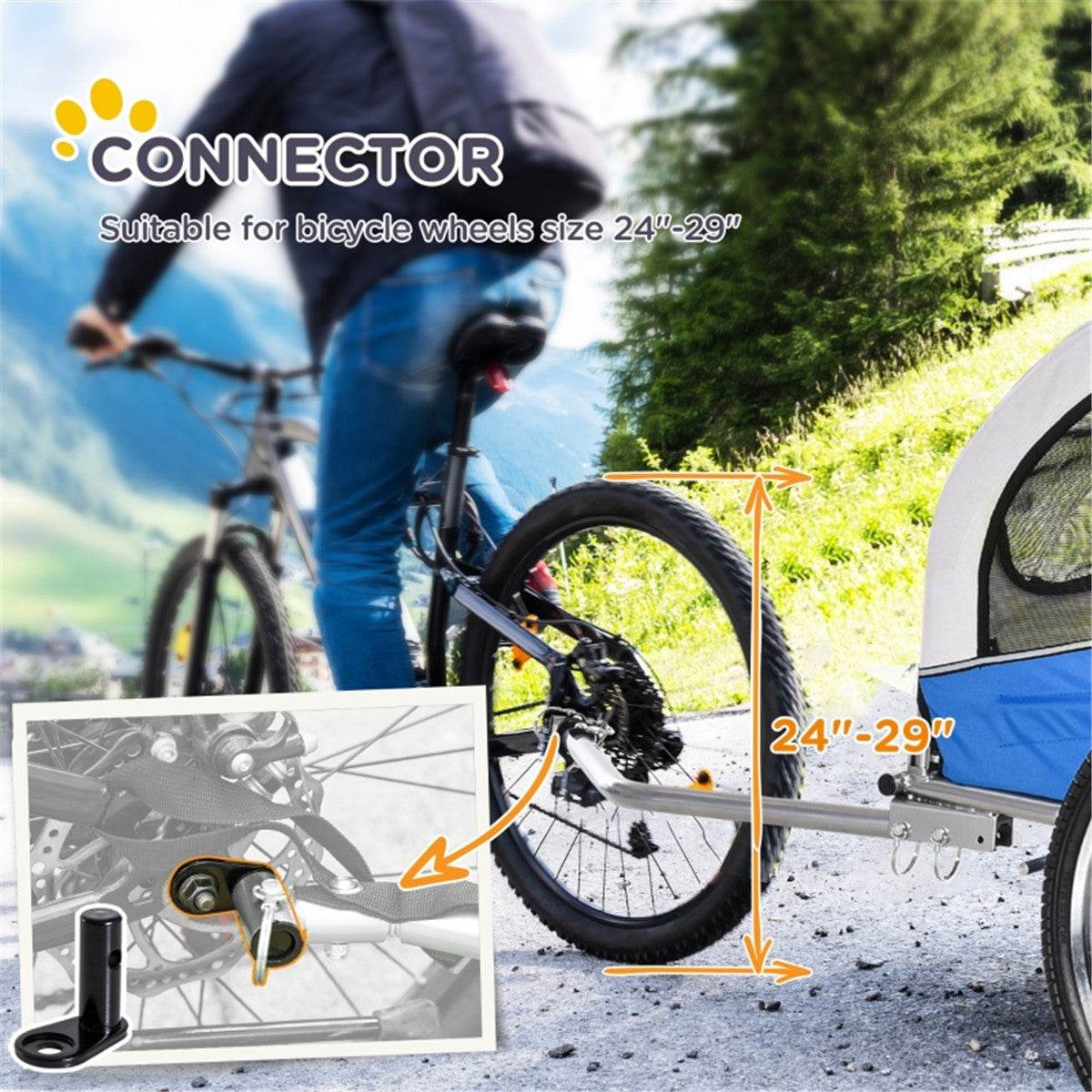 2-in-1 Dog Stroller & Bike Trailer – Foldable, Durable & Comfortable for Medium Pets (Blue & White)