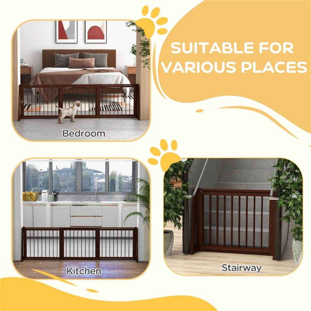Adjustable Wooden Pet Gate – Retractable Step-Over Gate for Small Dogs
