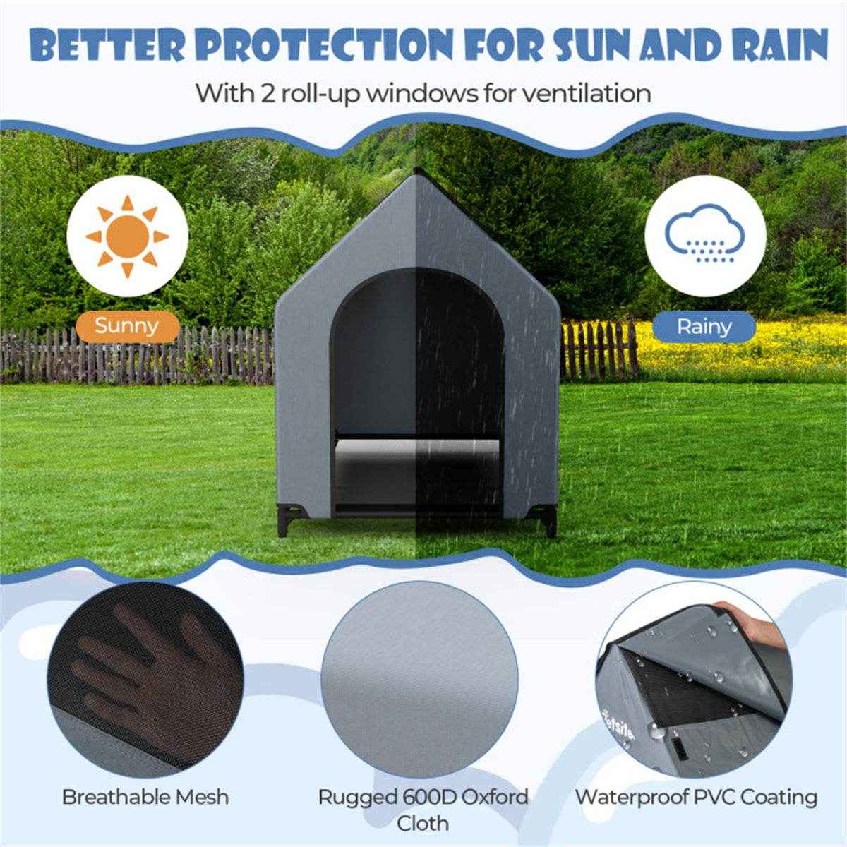 Elevated Dog House with Removable Canopy – All-Weather Comfort for Your Pup!