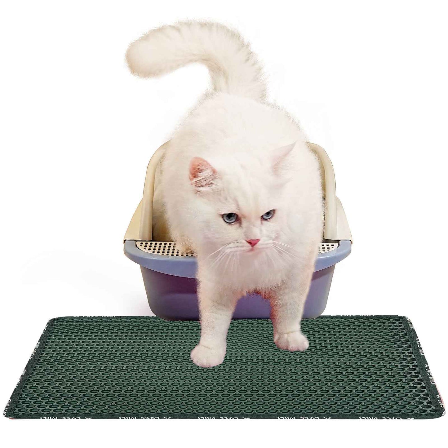 Cat Litter Mat, Kitty Litter Trapping Mat, Double Layer Mats with MiLi Shape Scratching design, Urine Waterproof, Easy Clean, Scatter Control 21" x 14" Blue