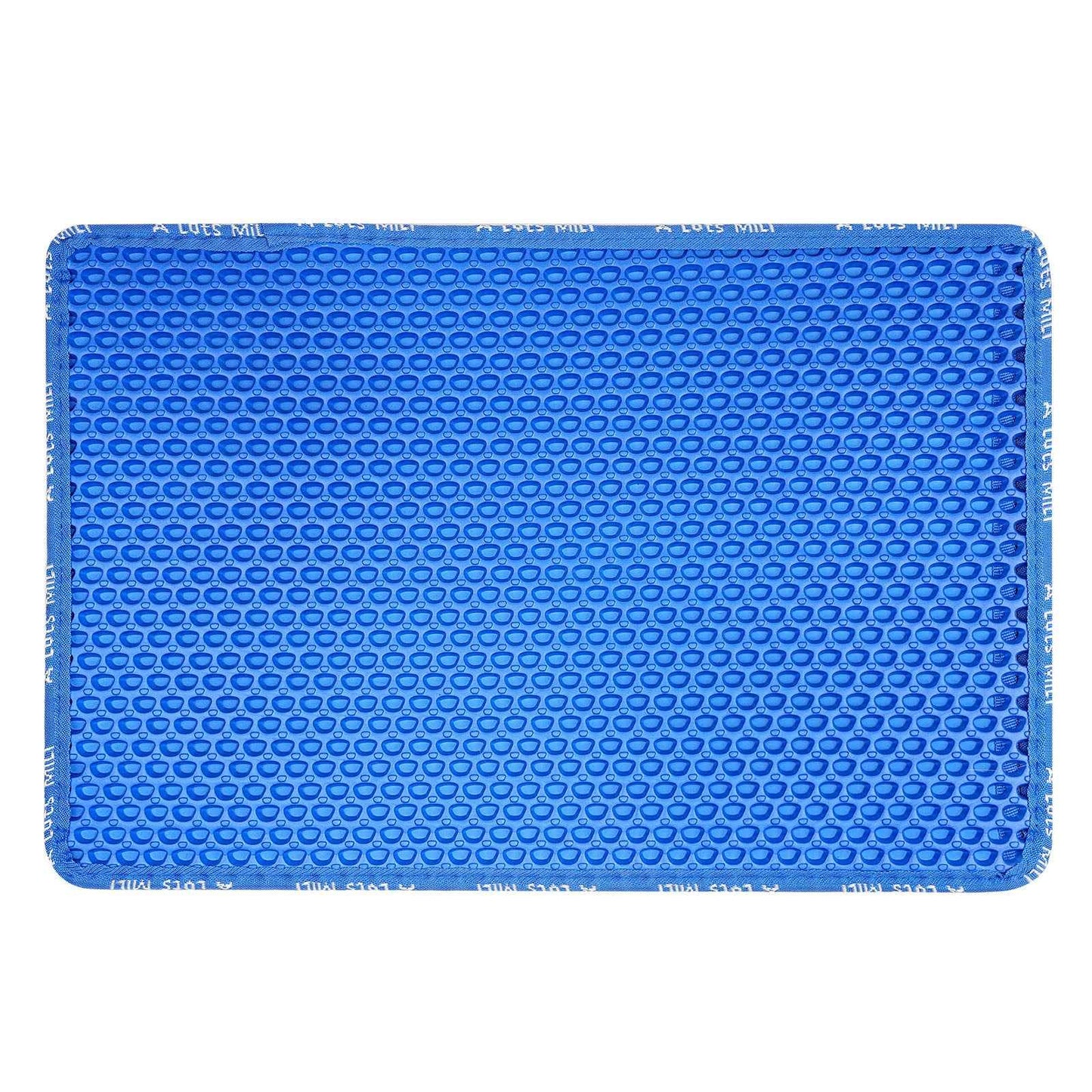 Cat Litter Mat, Kitty Litter Trapping Mat, Double Layer Mats with MiLi Shape Scratching design, Urine Waterproof, Easy Clean, Scatter Control 21" x 14" Blue