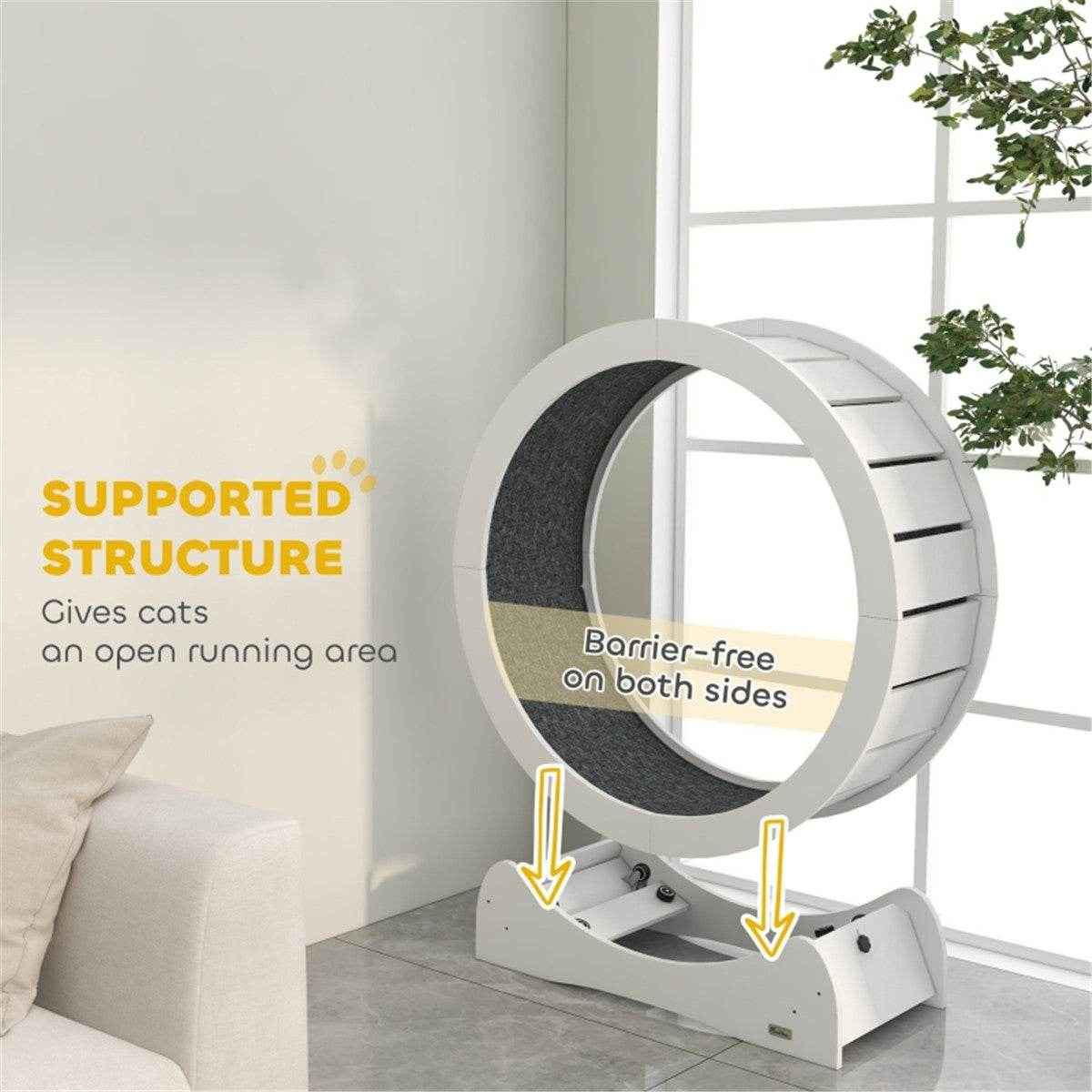 Cat Exercise Wheel with Brake and Removable Carpet