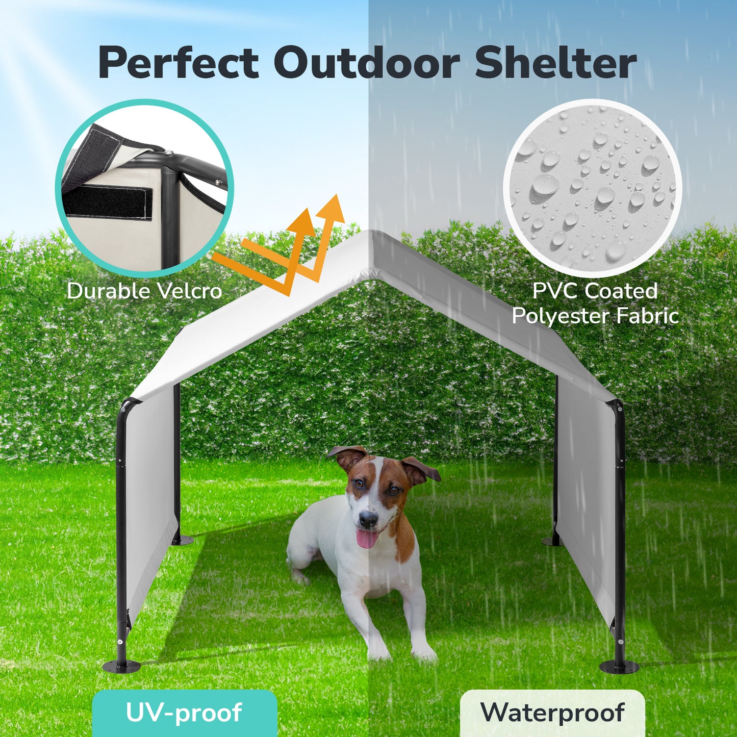Large Outdoor Dog Tent – Waterproof & UV-Resistant Pet Shade Shelter (Grey)