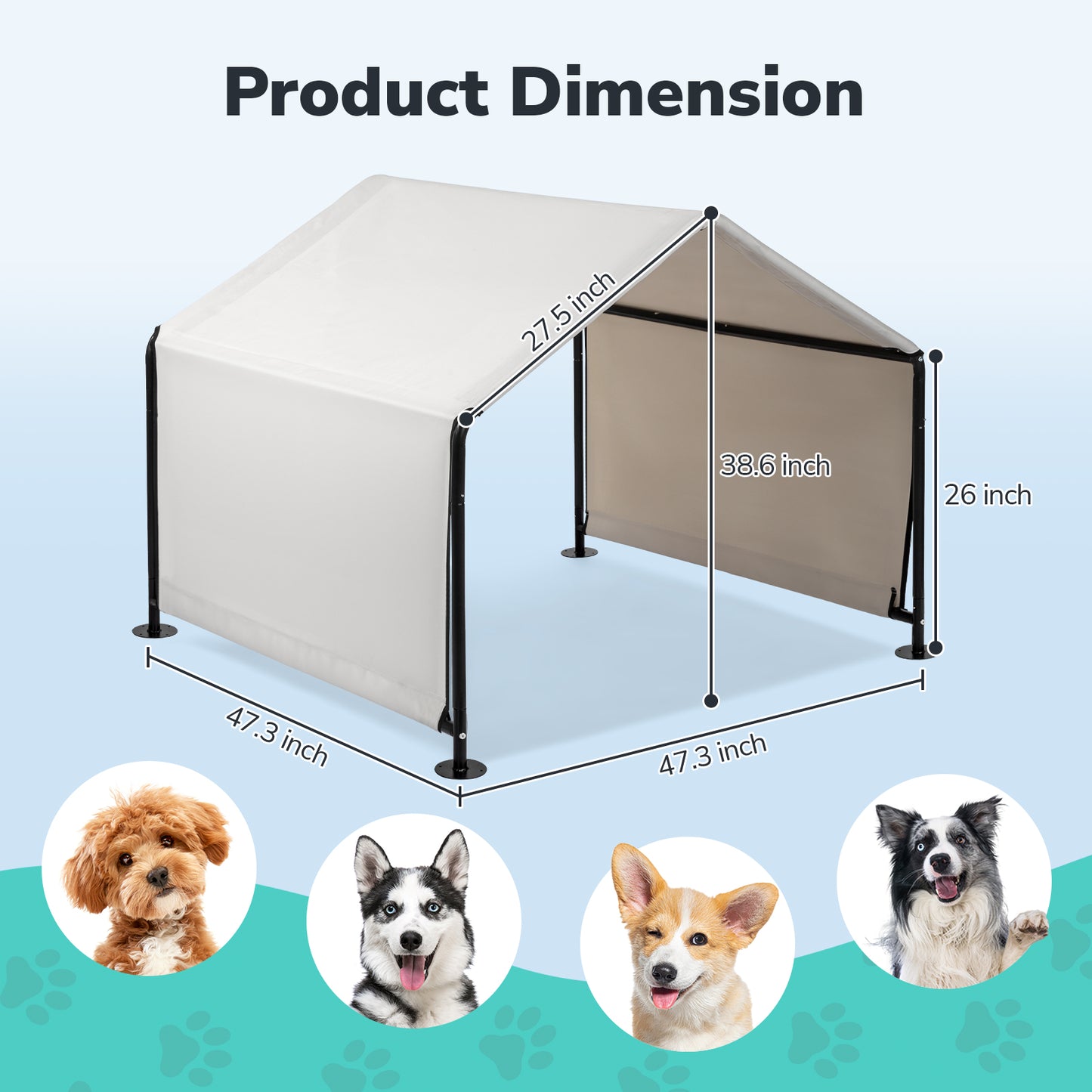 Large Outdoor Dog Tent – Waterproof & UV-Resistant Pet Shade Shelter (Grey)