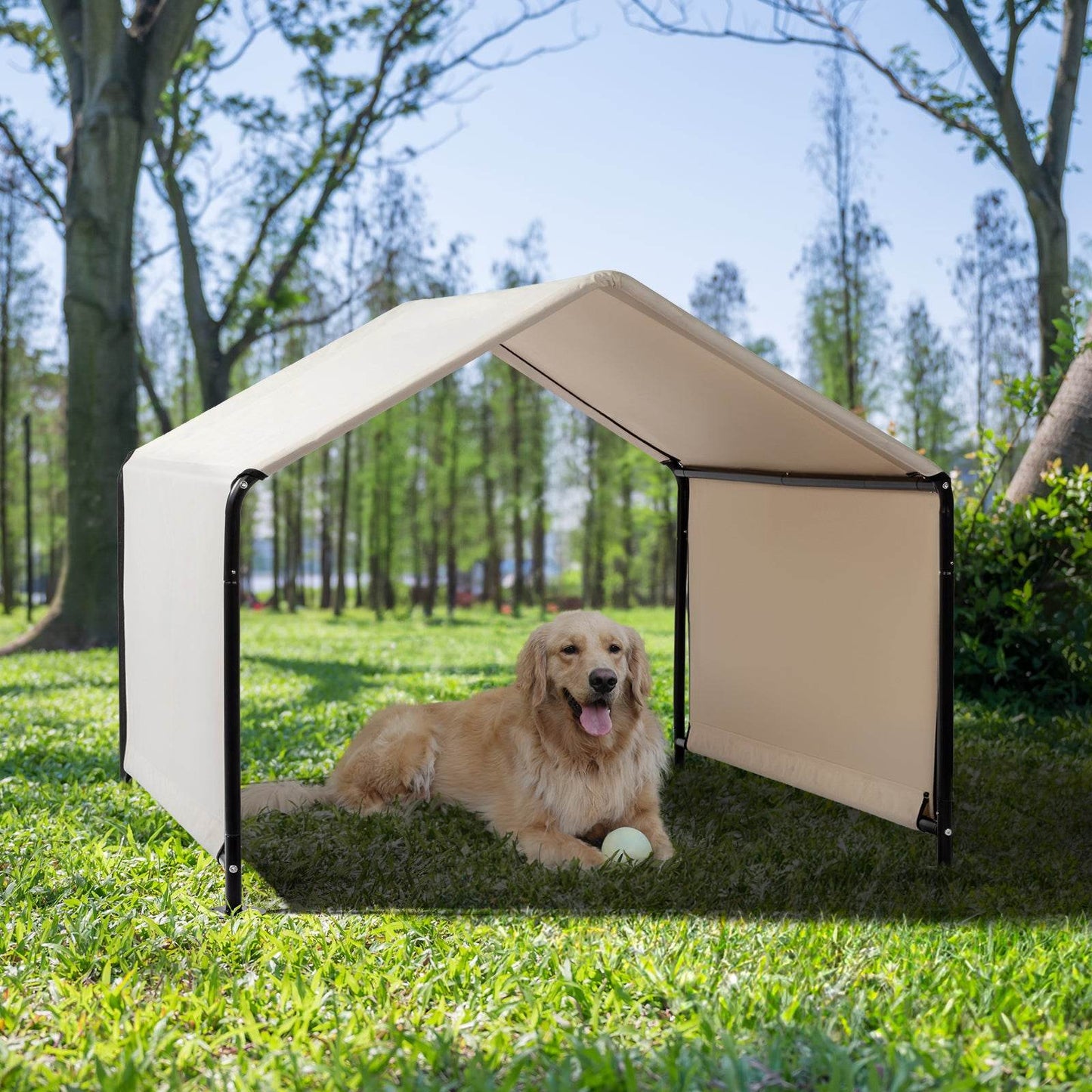 Large Outdoor Dog Tent – Waterproof & UV-Resistant Pet Shade Shelter (Creamy White)