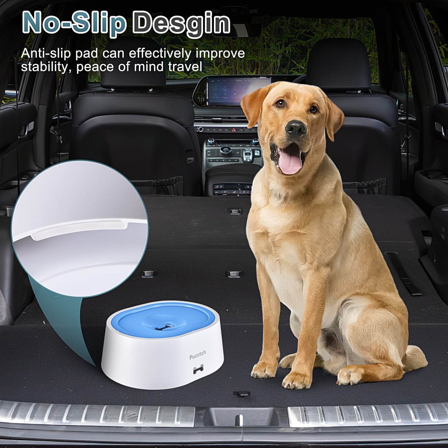 2L No-Spill Dog Water Bowl – Slow Water Feeder & Splash-Proof Dispenser